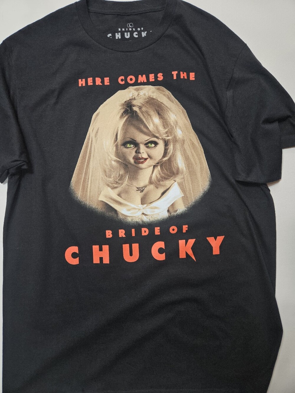 Bride Of Chucky T-Shirt Mens Sz Large Black Graphic Tee Halloween Horror Movie